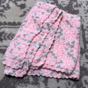 Hand knit crochet baby blanket